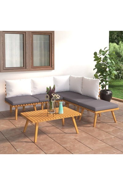 Concept Set mobilier de grădină cu perne, 6 piese, lemn masiv de acacia