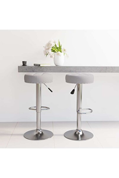 Concept Scaune de bar, 2 buc., gri, material textil