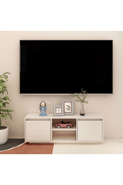 Concept Comodă TV, alb, 110x30x40 cm, lemn masiv de pin