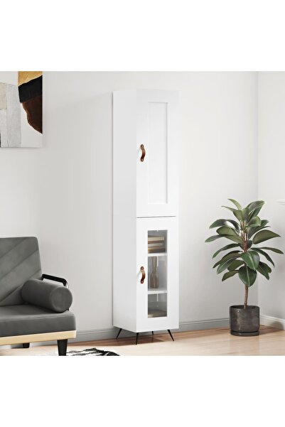 Concept Dulap înalt, alb extralucios, 34,5x34x180 cm, lemn prelucrat