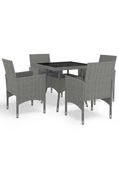 Concept Set mobilier de exterior, 5 piese, gri, poliratan și sticlă