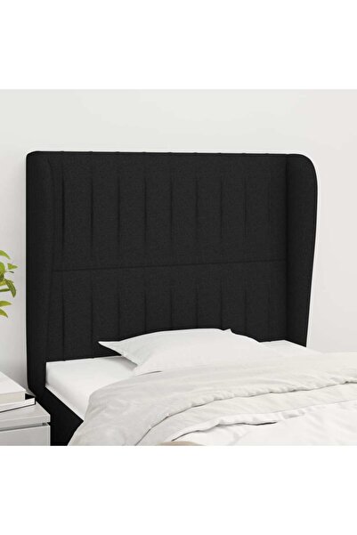 Concept Tăblie de pat cu aripioare, negru, 93x23x118/128 cm, textil