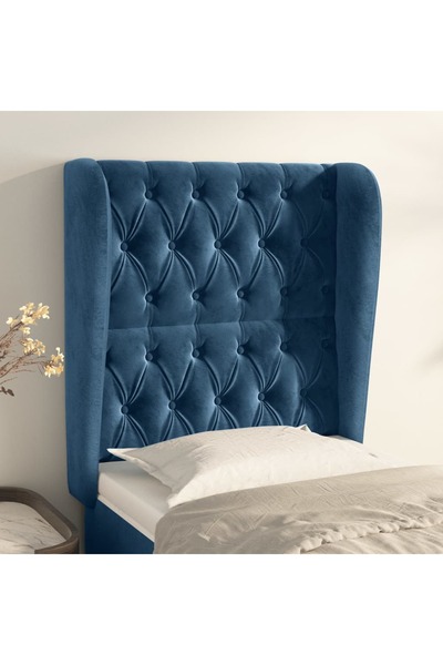 Concept Tăblie pat cu aripioare albastru închis 83x23x118/128cm catifea