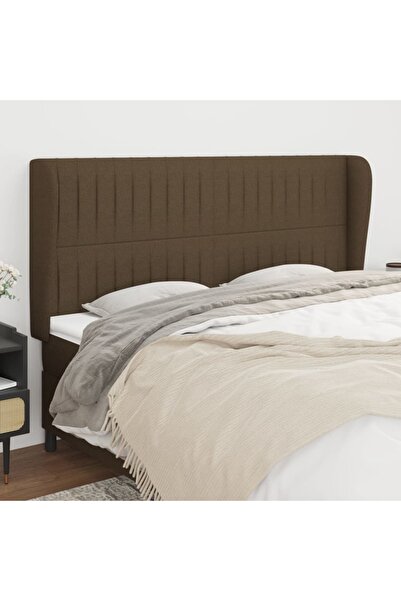 Concept Tăblie de pat cu aripioare maro închis 183x23x118/128 cm textil