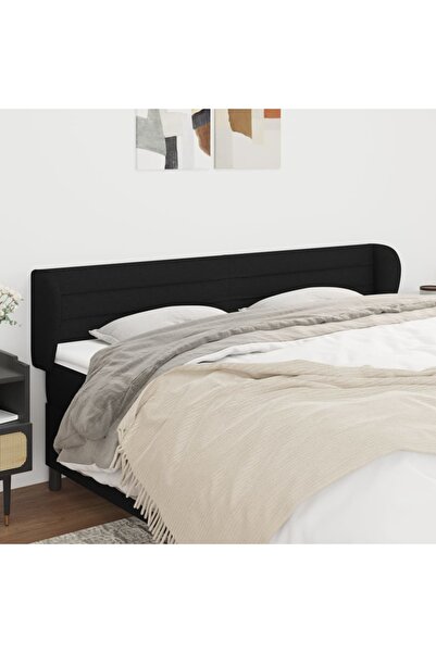 Concept Tăblie de pat cu aripioare negru 183x23x78/88 cm textil