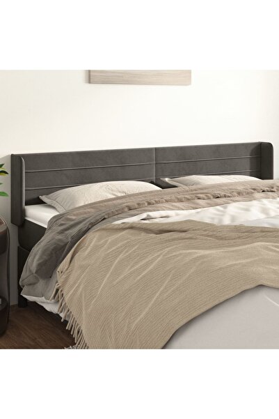 Concept Tăblie de pat cu aripioare gri închis 163x16x78/88 cm catifea