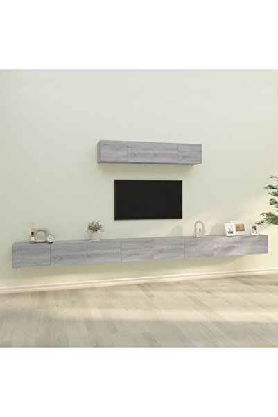 Concept Set comodă TV, 4 piese, gri sonoma, lemn prelucrat
