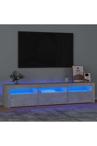 Concept Comodă TV cu lumini LED, gri beton, 180x35x40 cm