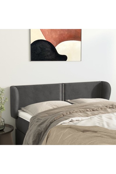 Concept Tăblie de pat cu aripioare gri închis 147x23x78/88 cm catifea