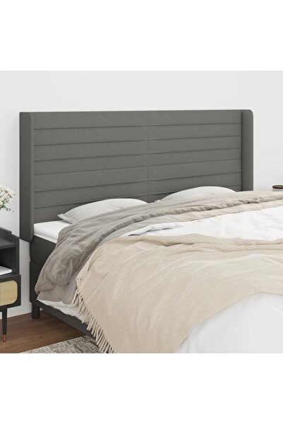 Concept Tăblie de pat cu aripioare gri închis 163x16x118/128 cm textil