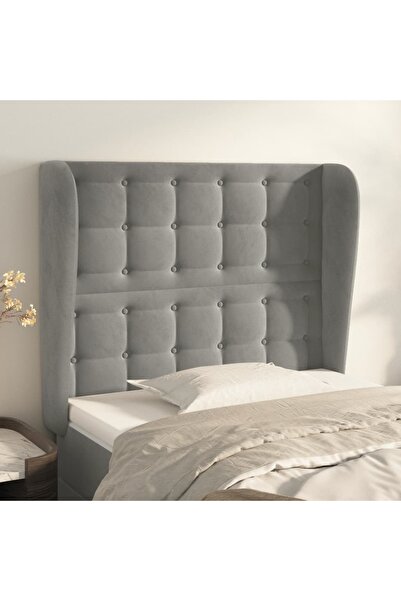 Concept Tăblie de pat cu aripioare gri deschis 83x23x118/128 cm catifea