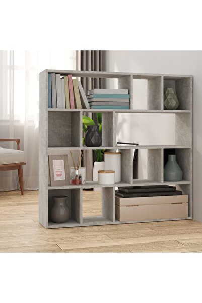 Concept Bibliotecă/Separator cameră, gri beton, 105x24x102 cm