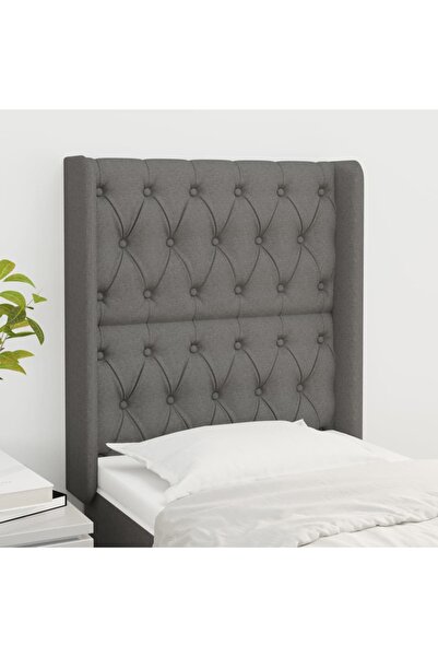 Concept Tăblie de pat cu aripioare gri închis 83x16x118/128 cm textil