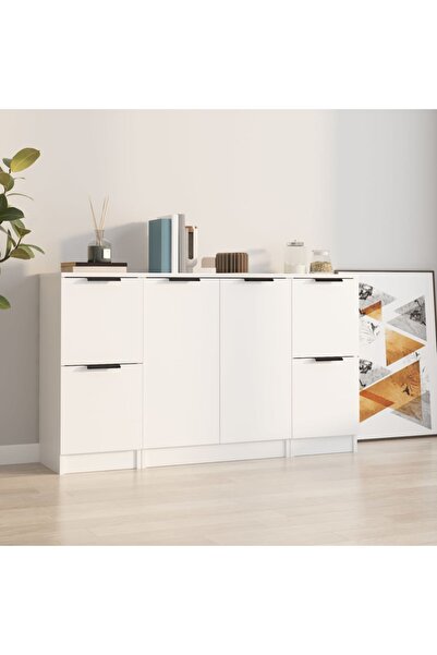 Concept Servante, 3 piese, alb, lemn prelucrat