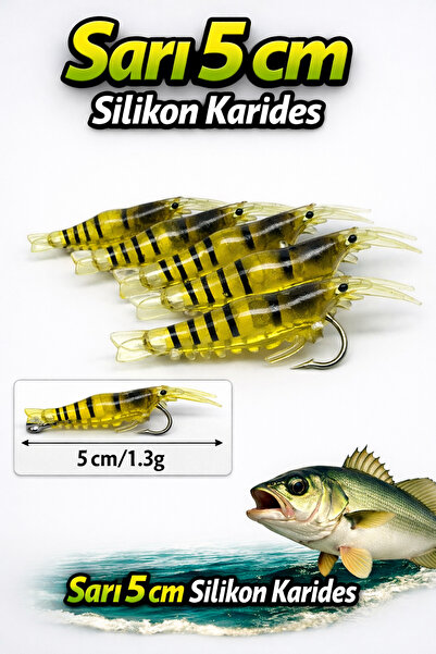 sr sazanrig Karides Shrimp İğneli 1.3 gr 5 cm Yapay Silikon Yem (5 adet)