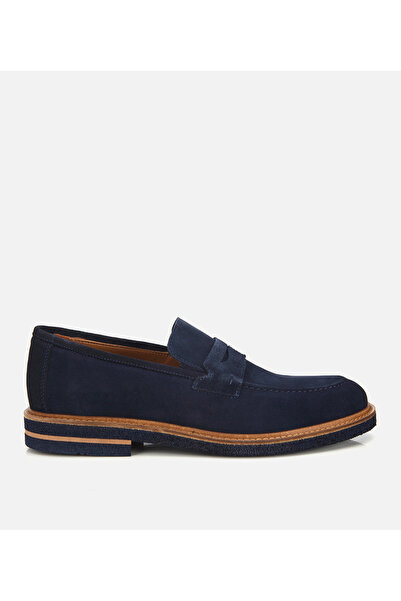 Hotiç Loafer clasic pentru bărbați, din piele de căprioară, albastru marin