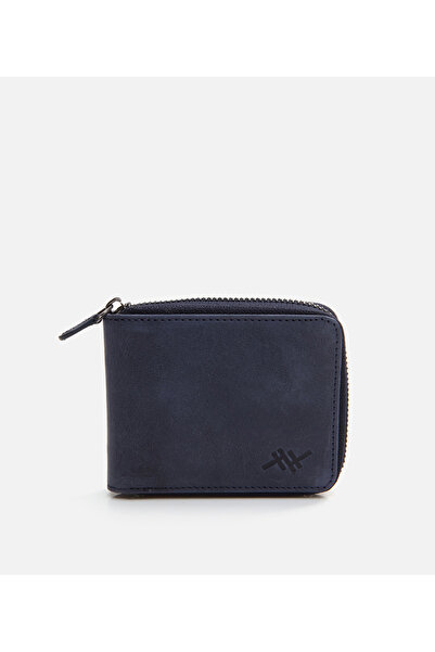 Hotiç Men's Leather Navy Blue Wallet