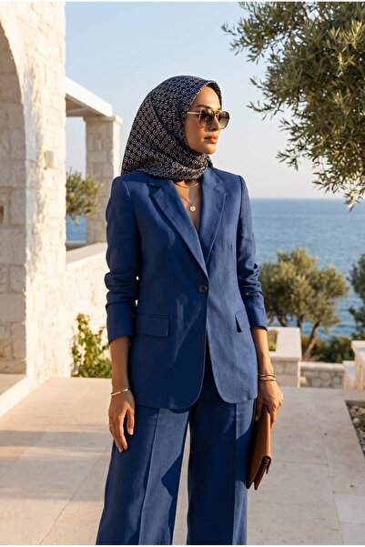 Vissona وشاح من الحرير المزدوج بنسبة 100% باللون الأسود - نمط سلسلة مقاس 90 × 90