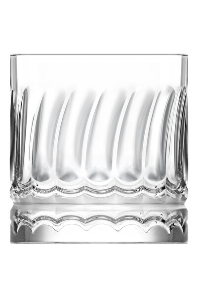 LAV Set de 4 pahare de whisky din sticlă ondulată, 330 ml (pahare pentru băut...