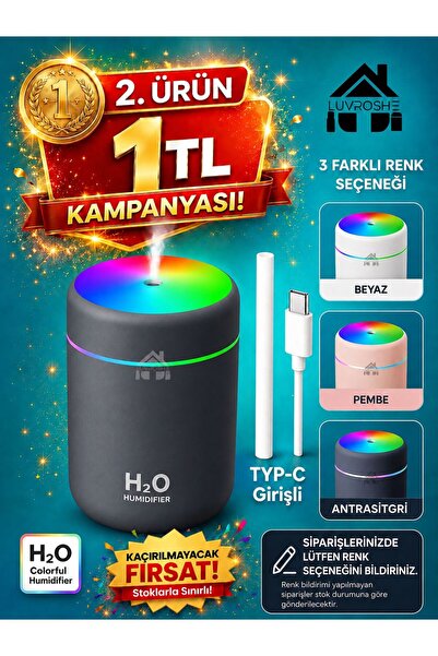 H2o 300 Ml Ultrasonic Air Humidifier Steam Machine And Aroma Diffuser With NEW TYPE-C Inlet H2O