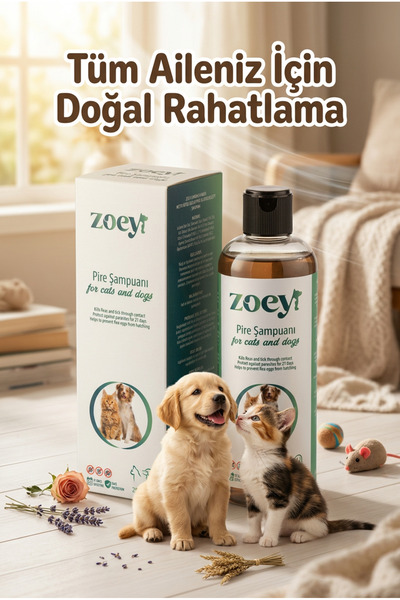 ZOEY PET PRODUCTS Zoey Kediler İçin Pire ve Kene Karşıtı Giderici Bakım Şampuanı