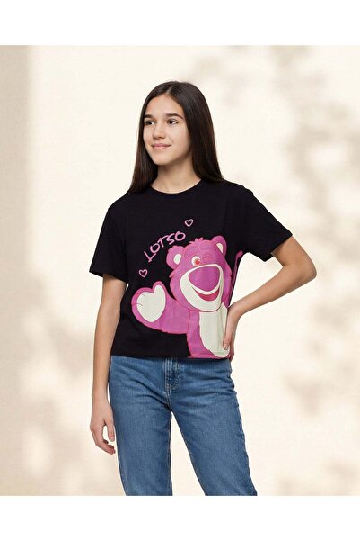 REDTAG Senior Girls Black Lotso Boxy T-Shirt