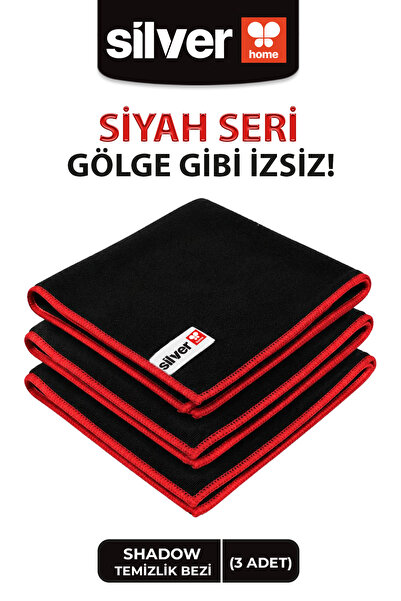SİLVER HOME 3 Adet - Shadow Kırmızı Overloklu 40x40 Cm Mikrofiber Bez