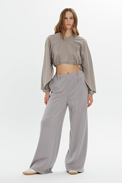 GIZIA SPORT Kapüşonlu Büzgü Detaylı Crop Sweatshirt