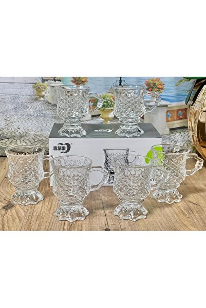 zepce design 6'lı Kupa Çay Bardağı Takımı 145ml&Double Kahve