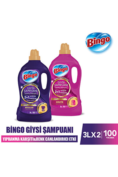 Bingo Giysi Şampuanı 2in1 Yıpranma Karşıtı&Renk Canlandırıcı Etki 3LX2