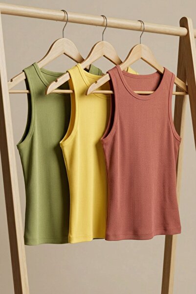 COTENCONCEPT 3 piese Tricou cu bretele din amestec de viscoză, cu nervuri