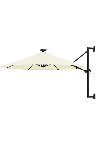 Concept Umbrelă soare montaj pe perete LED stâlp metal nisipiu 300 cm