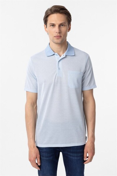 SÜVARİ Mavi Regular Fermuarlı Polo Yaka Tişört