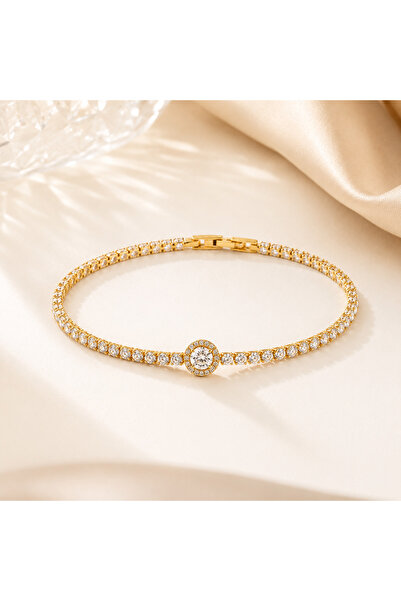 OEM Brățară Elegantă Tennis cu Cristal, Reglabilă, Auriu + Cutie Cadou Inclusă
