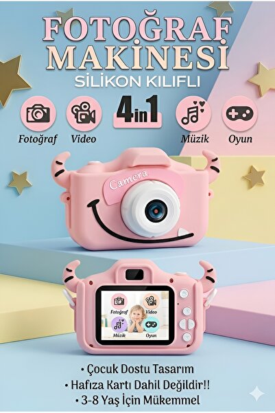 Educational 1080p Hd Camera for Kids with 5x Games with Silicone Case with Mini Digital Camera Figure