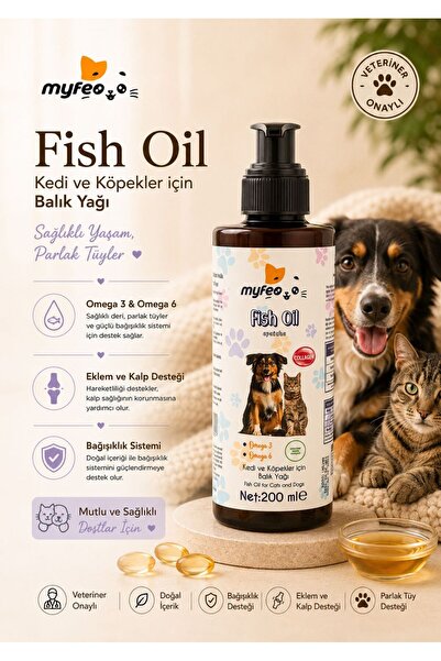 MYFEO Kedi ve Köpekler İçin Omega 3 ve 6 İçerikli Balık yağı (Kolajenli)
