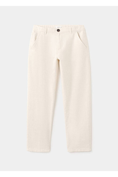 MANGO Kids Düz kesim pamuklu pantolon