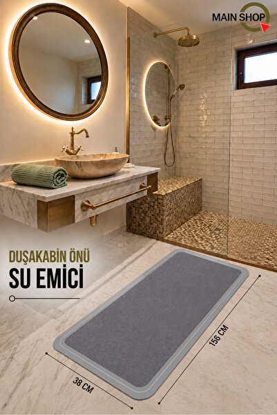 MAİN SHOP Duşakabin Banyo Lavabo Önü Paspası Mutfak Tezgahı Kaymaz Tabanlı Su...
