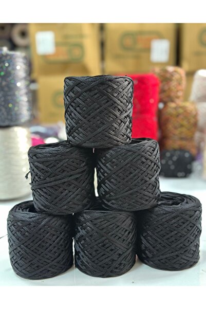 göçer Örgü İpi Siyah renk 6 nm lase el örgü ipliği görsel net 6yumak 600 gr