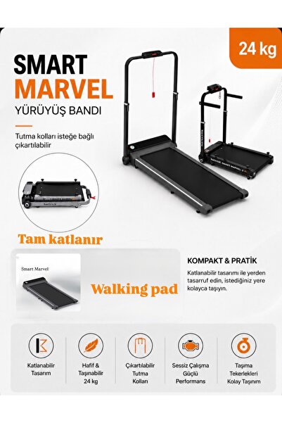 Hattrick Smart Marvel Yeni Nesil Tam Katlanabilir Koşu Bandı Siyah