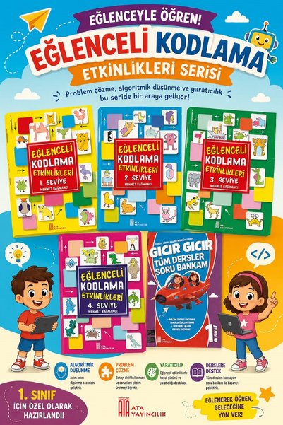 Ata Yayıncılık 1.Sınıf Eğlenceli Gıcır Gıcır Tüm Dersler Soru Bankası ve Kodl...