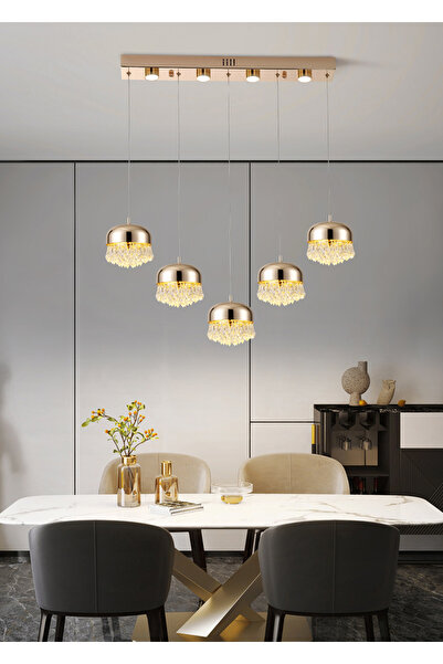 Apliqa GEMMA GOLD 5Lİ 47 WATT SIRALI LED AVİZE