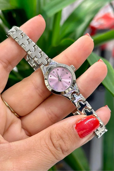 İA İLERİADIM Minimal Kadın Kol Saati Gümüş (Pembe Kadran)