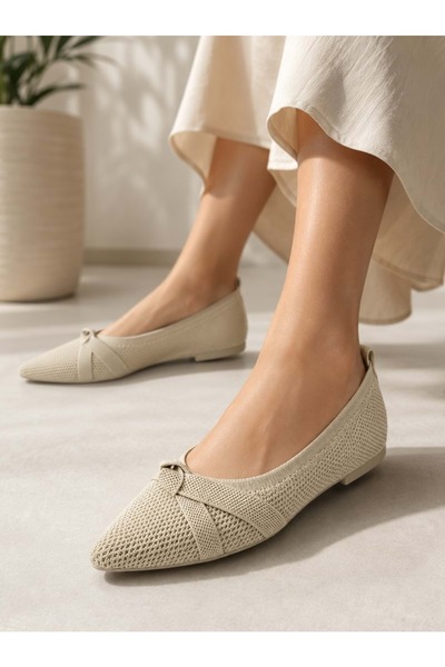Kids Club Shoes Feles Knitted Knotted Pointed Toe Γυναικεία Παπούτσια Μπαλαρί...