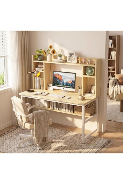 DASEN Study Desk Study Table with Shelves, Multiple for Study Writting Home O...