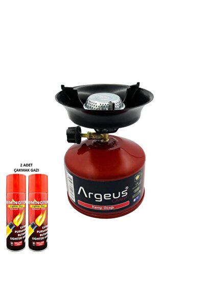 ARGEUS Stone Kamp Ocağı ve Çakmak Gazı Seti Kırmızı (203)