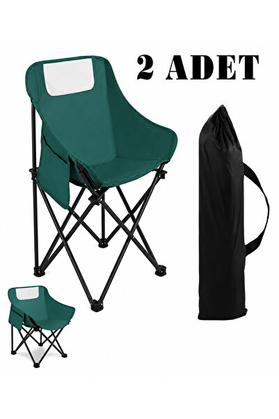 2PCS Green Color Folding Folding Camping Picnic Chair Seat Resting Registrar Chair Seat