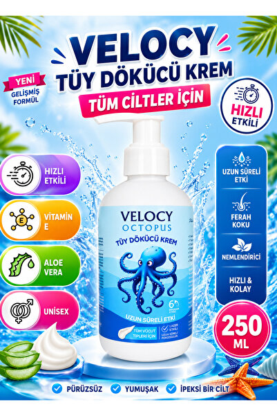 VELOCY Octopus Tüy Dökücü Krem Aloe Vera Etkili Uzun Süreli Koruma