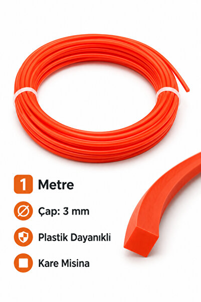 Badem10 Motorlu Tırpan Misinası (3,3 mm 1 Metre) Kare Dayanıklı Uzun Ömürlü P...