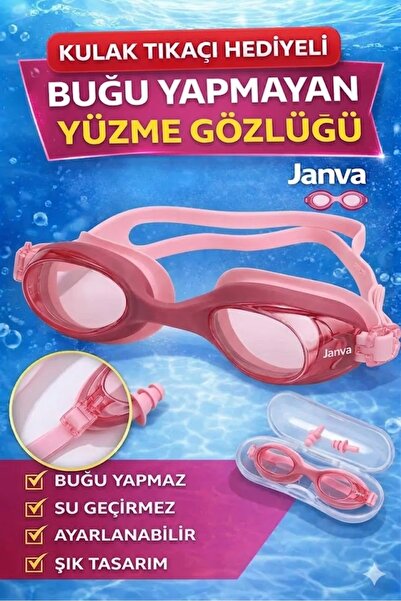 Janva نظارات سباحة مقاومة للضباب ومضادة للماء مع سدادات أذن قابلة للتعديل، في...
